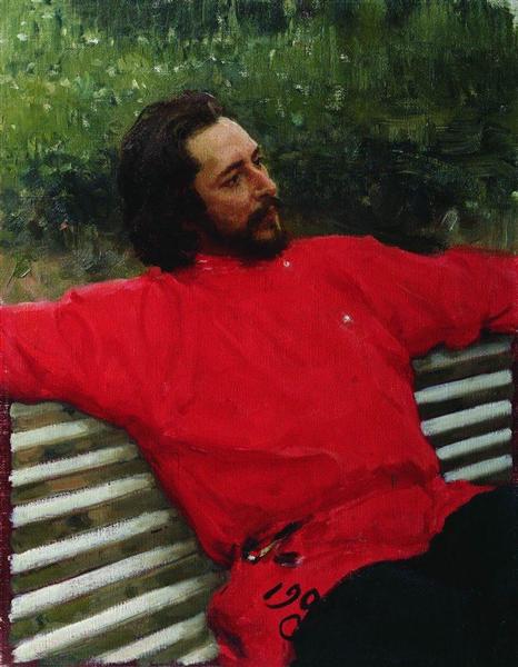 Portrait of the Author Leonid Andreev, 1905 - 列賓