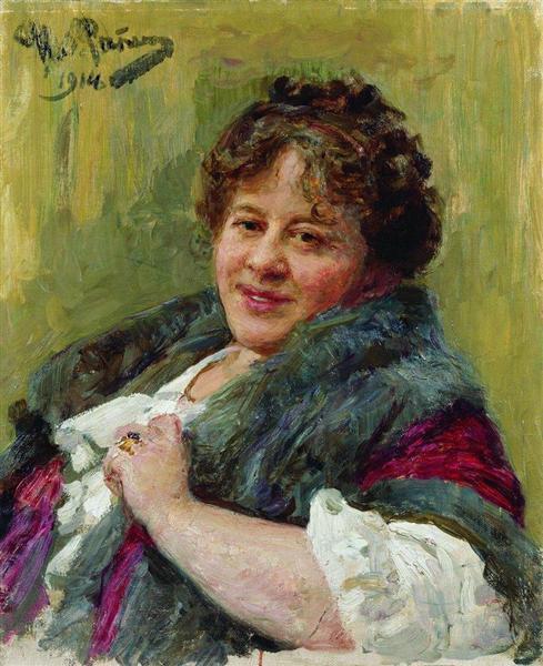 Portrait of the writer T.L. Shchepkina-Kupernik, 1914 - Ilia Répine