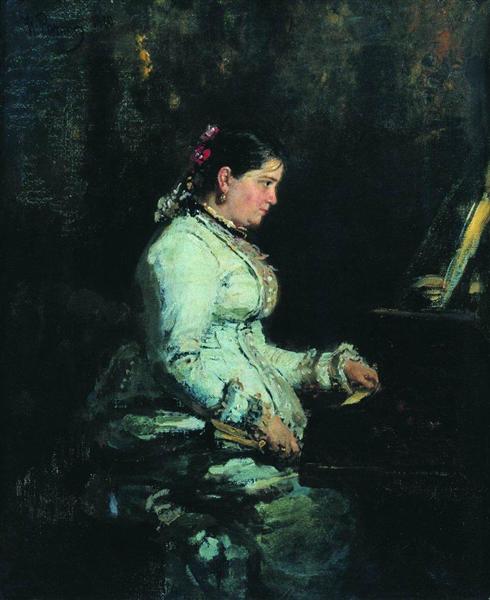 The piano. Portrait of S.V. Tarnovskaya, 1880 - 列賓