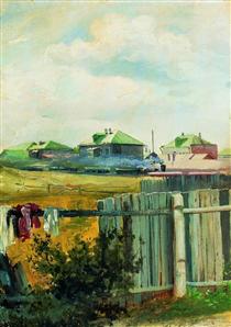 Landscape with fencing - Ісак Левітан