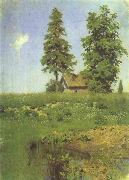 Small hut in a Meadow - Исаак Левитан