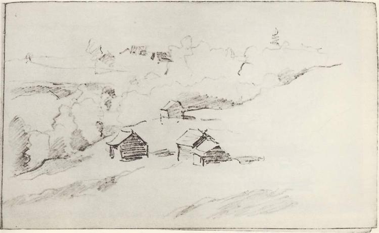 Village by the ravine, c.1895 - Isaak Iljitsch Lewitan