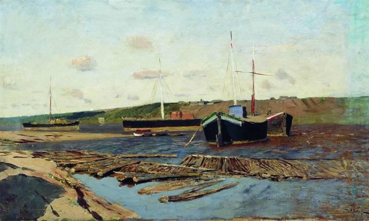 Volga. Barges., c.1895 - Ісак Левітан