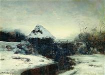 Winter landscape with mill - Isaak Levitán