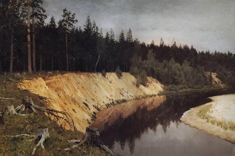 Wooded riverbank. Twilight., 1892 - 艾萨克·伊里奇·列维坦
