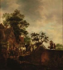 Travellers Halting at an Inn - Isaak van Ostade