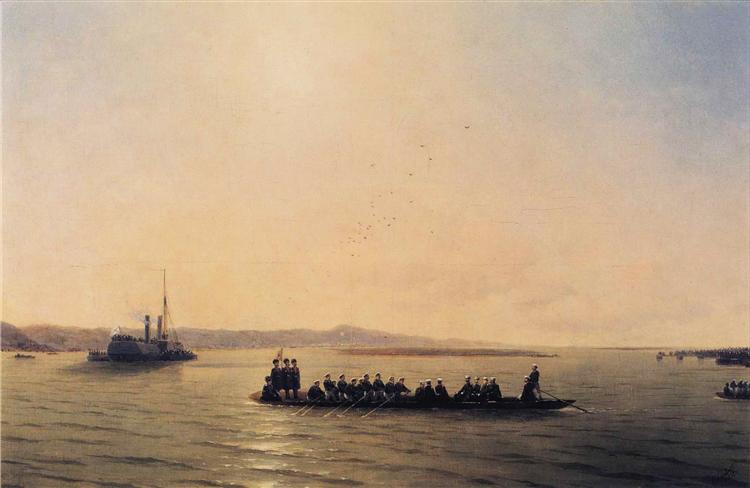 Alexander II Crossing the Danube, 1878 - Iván Aivazovski