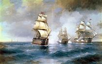 "水星號"雙桅橫帆船被兩艘土耳其船攻擊 - 伊凡·艾瓦佐夫斯基