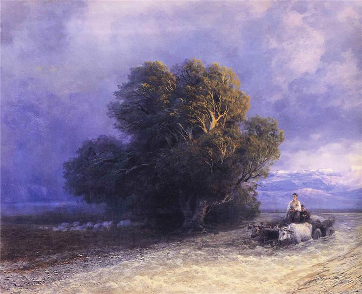 Телега с волами пересекает затопленную равнину, 1897 - Иван Айвазовский