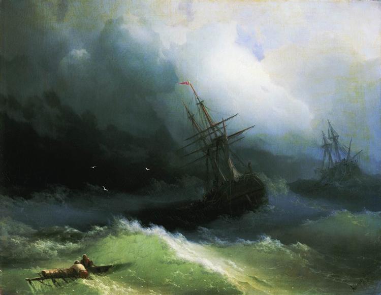Ships in the stormy sea, 1866 - Iván Aivazovski