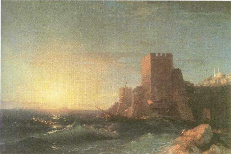 Towers on the Rock Near Bosporus, 1853 - Iwan Konstantinowitsch Aiwasowski