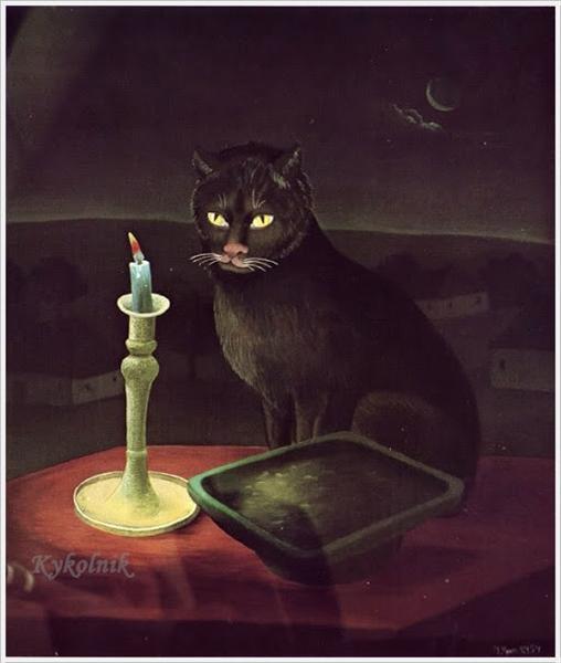 Cat near Candle, 1954 - Иван Генералич