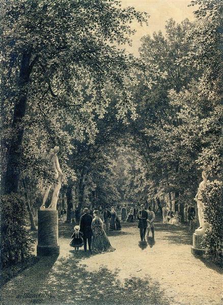 Beco no Jardim de Verão em São Petersburgo, 1869 - Ivan Shishkin
