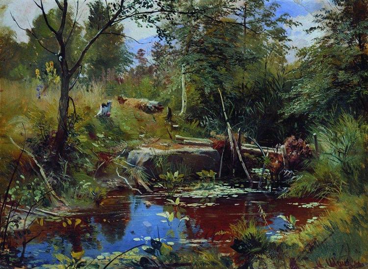 Landscape with bridge - Ivan Shishkin