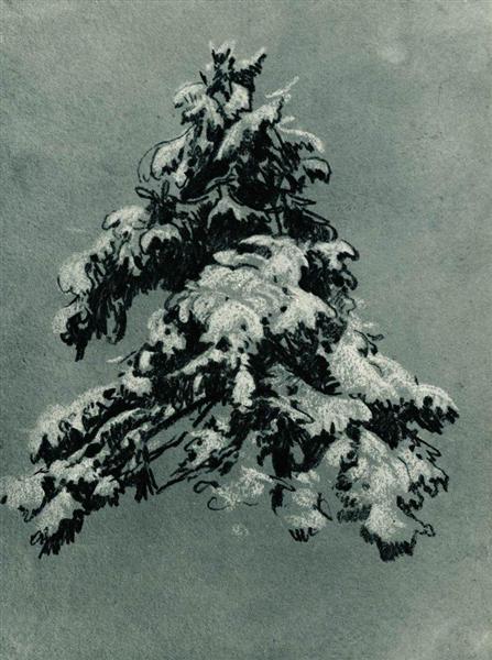 Pine in the snow, 1890 - Iván Shishkin
