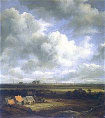 View of Haarlem with bleaching fields in the foreground - 雷斯達爾