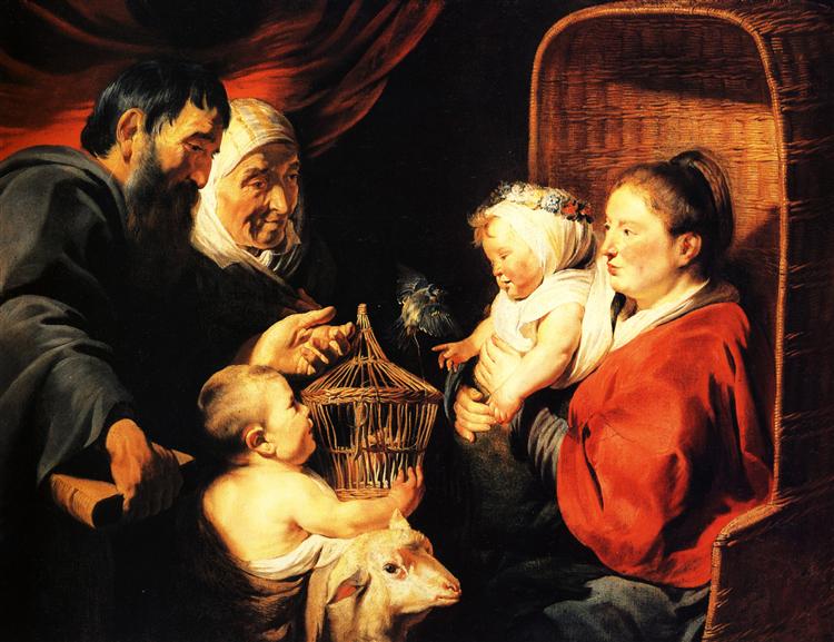 The Virgin and Child in the company of little St. John and his parents, 1617 - 雅各布·乔登斯