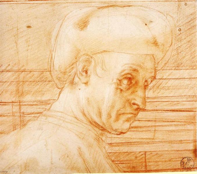 Study of a Man Wearing a Hat, c.1519 - 蓬托莫