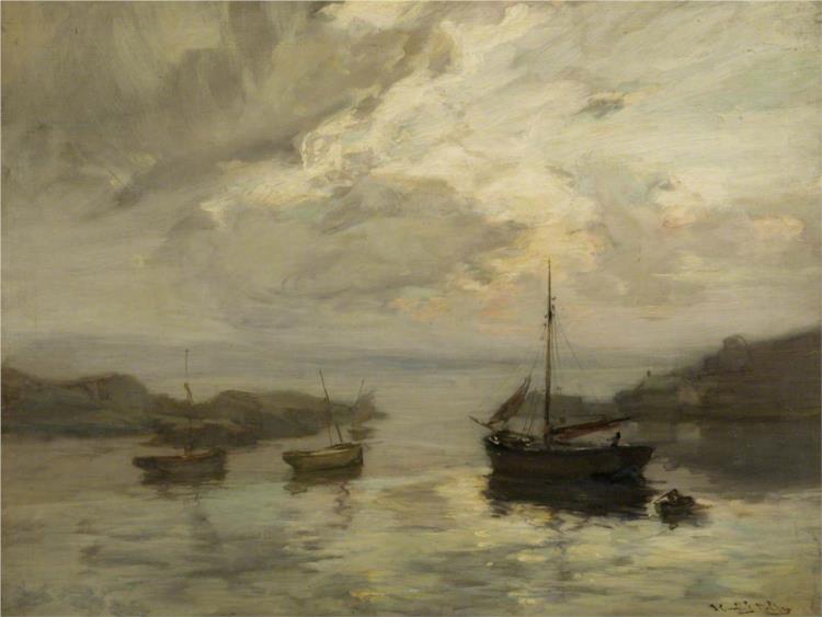 Harbour Scene with Fishing Boats - James Campbell Noble