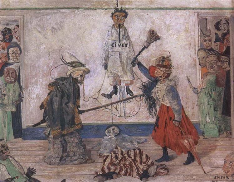 Skeletons Fighting over a Hanged Man, 1891 - Джеймс Энсор