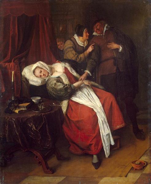 Больная и врач, c.1660 - Ян Стен