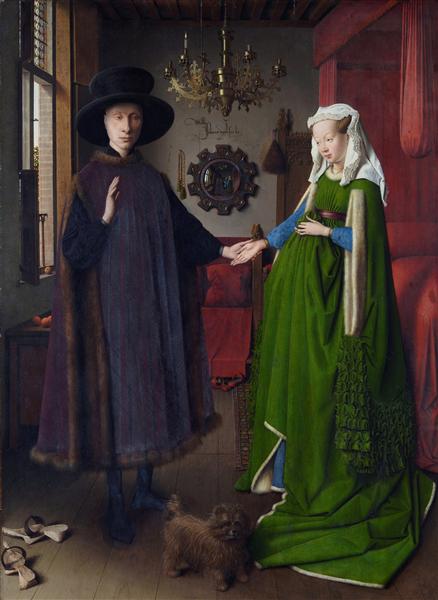The Arnolfini Wedding. Portrait of Giovanni Arnolfini and his Wife Giovanna Cenami (The Arnolfini Marriage), 1434 - Jan van Eyck