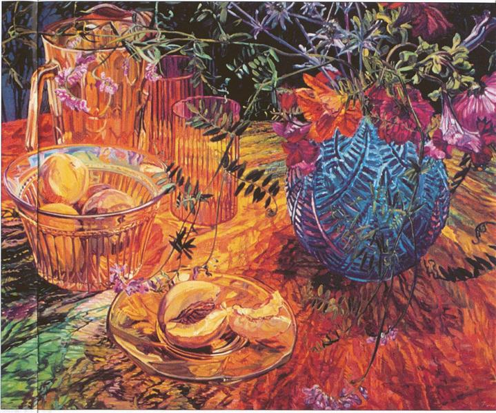 Cut Peach, Blue Vase, 1993 - Janet Fish