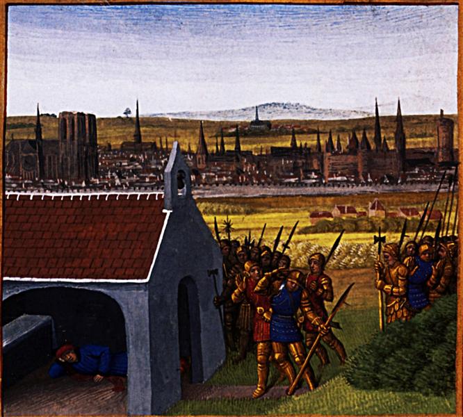 King Clothar II (584-629) cannot bring back his son Dagobert I (605-39) to Paris, c.1460 - Жан Фуке