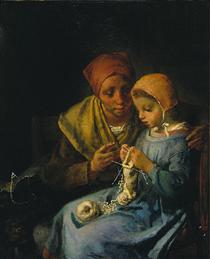 The Knitting Lesson - Jean-François Millet