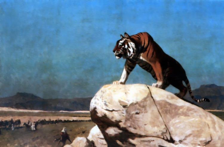 Tiger on the Watch - Jean-Léon Gérôme