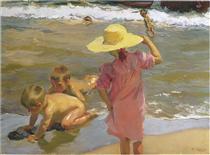 Children on the seashore - Joaquín Sorolla