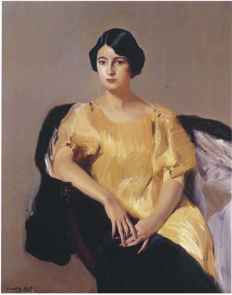 Elena in a yellow tunic, 1909 - Хоакин Соролья