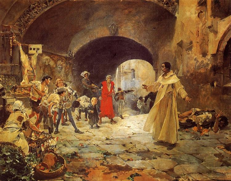 Father Jofré Protecting a Madman, 1887 - Хоакин Соролья