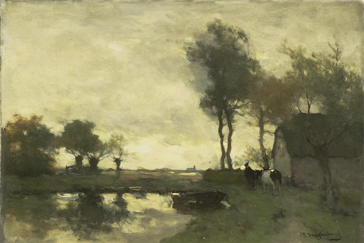 Landscape with a farm pond - Иохан Хендрик Вейсенбрух