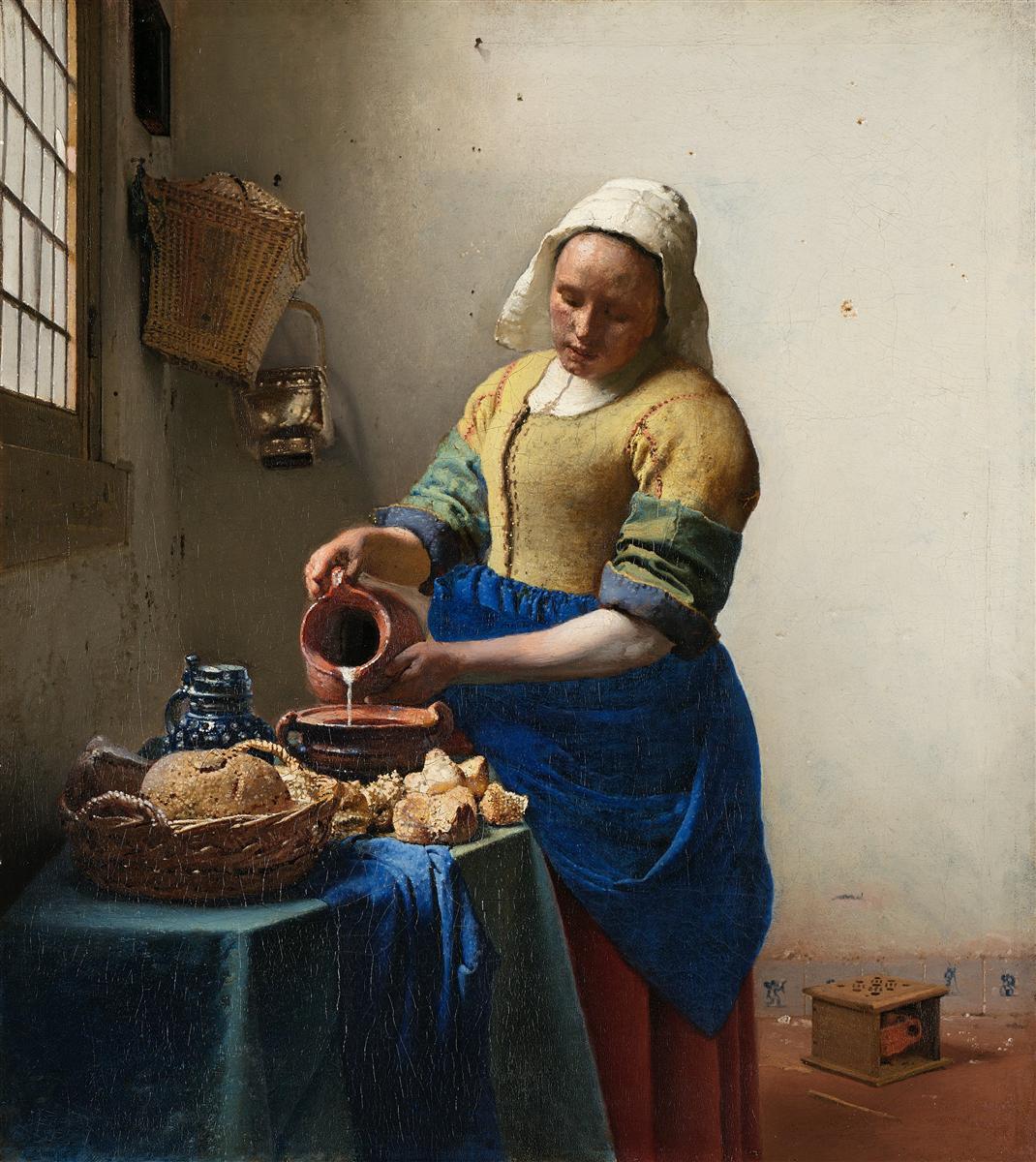 Johannes Vermeer, The Milkmaid, 1658, Rijksmuseum, Amsterdam, Netherlands. drinks in art