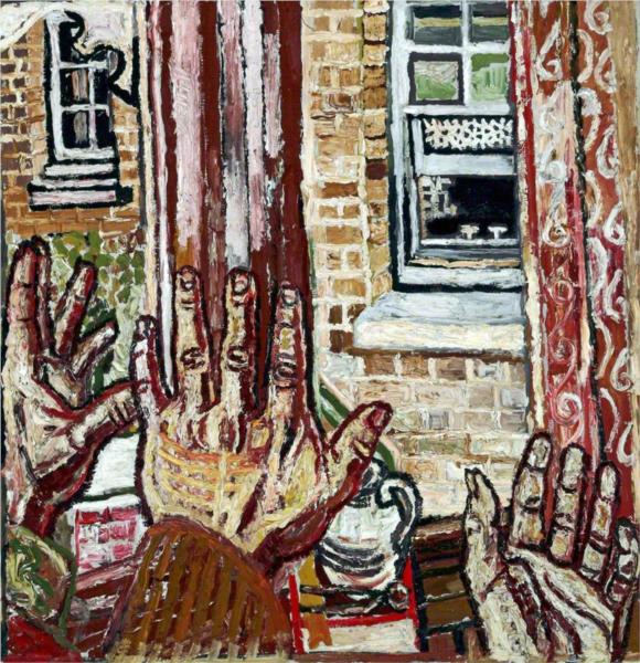 Small Window with Hands - John Bratby