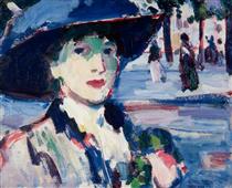 Anne Estelle Rice in Paris (Closerie des lilas) - John Duncan Fergusson