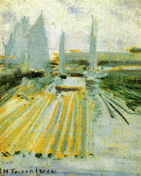 Fog and Small Sailboats, c.1900 - Джон Генрі Твахтман (Tуоктмен)