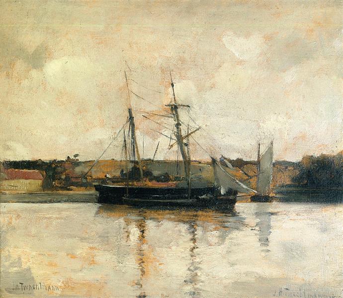 Sailing Boats, Dieppe Harbor, 1883 - 1885 - Джон Генри Твахтман (Tуоктмен)