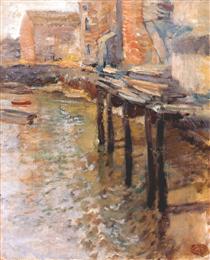 The Old Mill at Cos Cobb - John Henry Twachtman