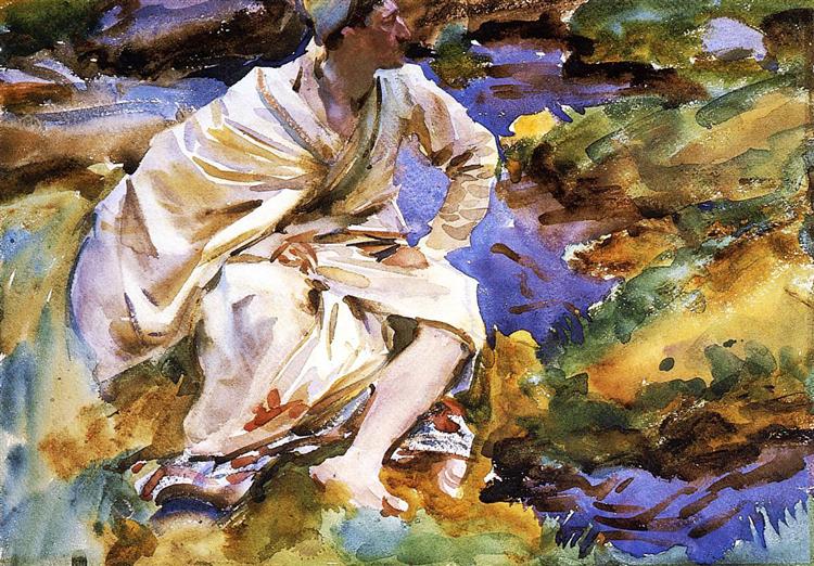 A Man Seated by a Stream, c.1907 - John Singer Sargent