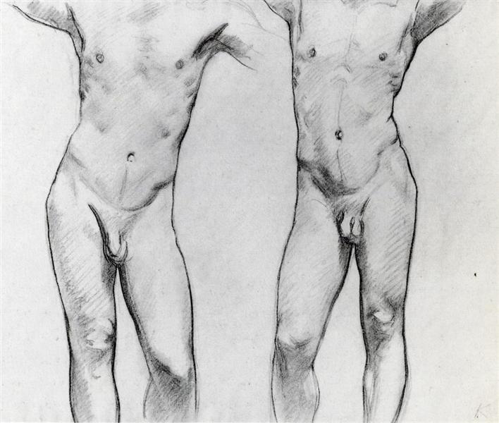 Torsos of two male nudes - Джон Сингер Сарджент