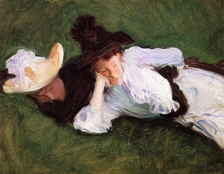 Two Girls Lying on the Grass, 1889 - 薩金特