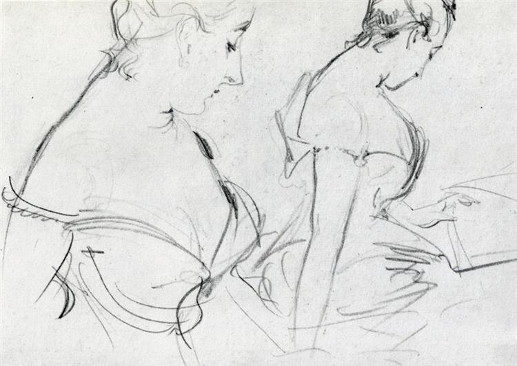 Two studies for Madame X, c.1883 - 薩金特