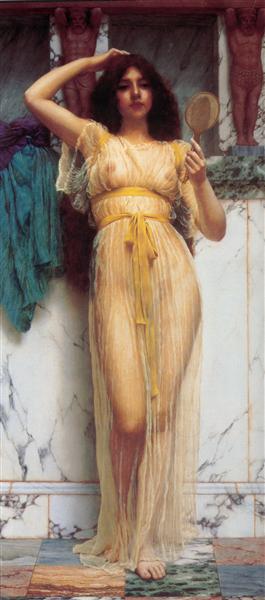 Girl with a Mirror, 1892 - Джон Вільям Годвард