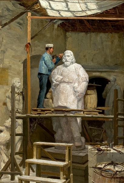 L'Atelier du sculpteur Simões de Almeida, 1883 - José Malhoa