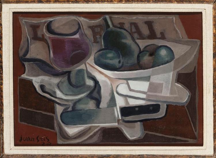 Fruit Dish and Glass, 1924 - 胡安·格里斯