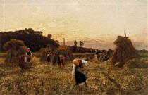 Gleaners at sunset - Жюль Бретон