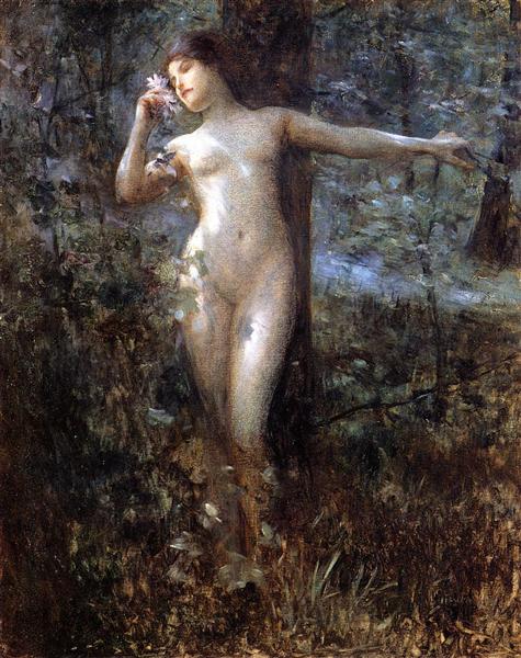 Nude in the Forest - Julius Stewart