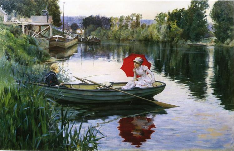 Quiet Day on the Seine, 1880 - Юліус Леблан Стюарт
